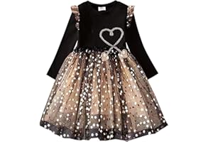 VIKITA Vestito Ricamo Floreale Manica Lunga Casuale Cotone Bambina