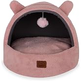 Jungolica Tom Kedi Yatağı Pembe 40x50 cm, Ultra Yumuşak Peluş, &Ccedil;ıkarılabilir &Ccedil;ift Taraflı Minder, &Uuml;st&uuml; Kapalı Tasarım, Nefes 