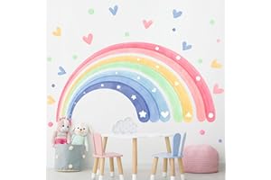 Supzone Adesivi Murali Arcobaleno Bambini - Arcoíris e Decorazioni a Cuore, Sticker da Muro per Asilo Nido e Camere - Adesivi per Camera da Letto e Stanza Giochi