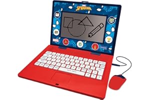 LEXIBOOK, Spider-Man, Portátil Bilingüe y Educativo ESPAÑOL/INGLÉS, Juguete para Niños, 170 Actividades para Aprender, Jugar Juegos y Música, Pantalla Grande, Azul/Rojo, JC599SPi2