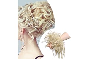 SEGO Extension Chignon Elastico Spettinato con Capelli Ricci Finti XXL Curly Hair Magic Bun 45g Coda di Cavallo Treccia Carina # Biondo Chiaro