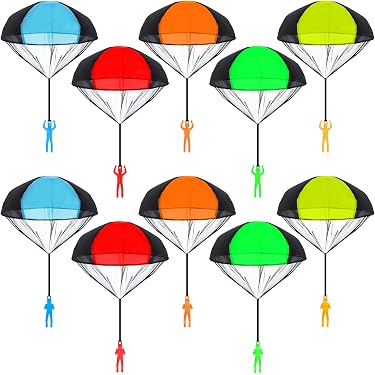 10 Mini Parachutes Jouets à Lancer Avec Figurines - Jouets Parachutistes Volants Pour Enfants Plein Air