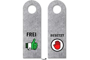 TRENDAFFE Frei und Besetzt Türhänger in Grau mit grünen und roten Symbolen für die Toilettentür oder das WG-Badezimmer Besetzt Türschild aus Filz Frei Türanhänger