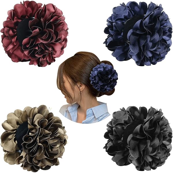 2 Stück Elegante Haifischklammern Mit Schleife - Rutschfeste Haarspangen Für Damen, Aus Stoff, Für Dickes Haar