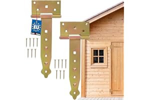 KOTARBAU Bisagras en cruz de 200 mm, 2 unidades, para puerta de carga, bisagras de puerta, bisagra de construcción, herrajes para puerta de jardín, trampa galvanizada en oro