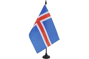 AZ FLAG Iceland Table Flag 5'' x 8'' - Icelander Desk Flag 21 x 14 cm - Black plastic stick and base