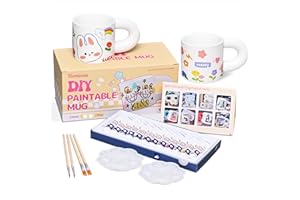 Remione Keramik Tassen Bemalen Set, Keramik Bemalen Set mit Tassen zum Bemalen, Kreativ DIY Tasse Bemalen Set für Erwachsene Kinder Tassen Malset Mugx2