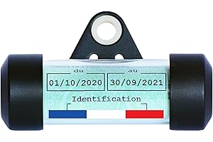 Porte Vignette Assurance Moto Tube, Accessoire Scooter/Moto Support De Vignette Assurance Etanche Noir ✯Marque FRANÇAISE UGOZEN✯ 50x30 mm d'affichage pour Moto/Scooter/Quad