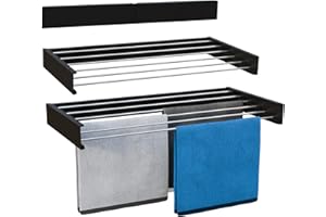 Vonia Wandtrockner Schwarz 80 x 40 cm – Wand-Wäschetrockner aus Aluminium mit 4 m Trockenlänge – klappbarer Wäscheständer zur Wandmontage