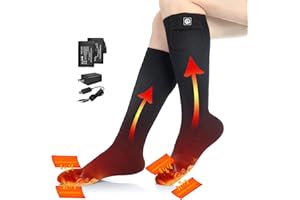Chaussettes chauffantes pour Homme et Femme, SAVIOR HEAT Chaussettes de Ski Longues et épaisses avec Batterie Rechargeable électrique pour l'hiver la randonnée Camping Moto Cyclisme Courir