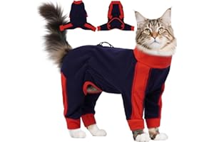 Hjyokuso Tuta Post Operatoria Gatto Zampe Posteriori, Maglioncino Gatto Invernale - Mantiene Pulizia In Casa, Protegge Dopo Tosatura - Blu 2XL