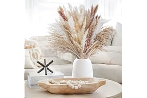 YOSIIO 74 Pampasgras Getrockneter Blumen Natürliche Trockenblumen-Strauß Boho Pampas-Gräser Weiß 40cm Flauschiges Schilfgras Getrocknete Lagurus Culms Blumen Stiele Pflanzen für Hochzeit Deko Wohnzimmer