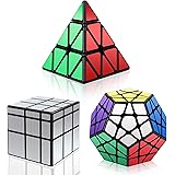 Vdealen Noir Magic Dodecahedron Megaminx+3x3x3 Pyramid Cube+3x3 Argent Puzzle Cube
