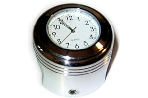 Time 4 Bikes British Made Grooved Freeway Motorcycle Bar Casing with White Clock (1 1/8" or 28mm)