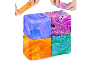 DAMIGHT 4Pcs Needoh-Nice Cube, Ice Cube Stress Relief Fidget Toys, Squishy Color Doh Cube Squeeze Toys for Kids Adults, Sensory Hand Exercise Stress Balls for Autism Anxiety Relief (small)