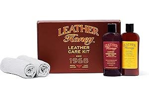Leather Honey Kit Complet d’Entretien du Cuir - Conditionneur Cuir (236ml), Nettoyant Cuir (236ml) & 2 Chiffons Applicateurs pour Vêtements, Meubles, Intérieurs de Voiture, Chaussures, Sacs en Cuir