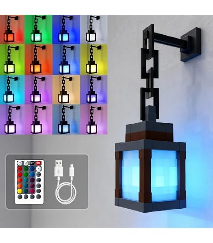 NAVESO Pixel-Laterne Nachtlicht – LED Lampe Mit 16 Farben, USB Aufladbar, Fernbedienung, Wand- Oder Tischmontage – Coole