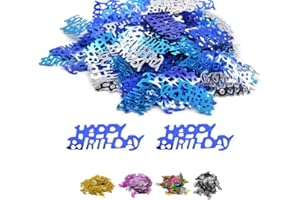 DIWULI, joyeux anniversaire confettis bleu argent, confettis de table d'anniversaire, décoration de table, paillettes, Anniversaire Décoration Streudeko pour la fête d'anniversaire, soirée à thème,