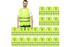ROTKUSZ 20 Pièces Gilet Haute Visibilité, Gilet de Sécurité Réfléchissant, Gilet Réfléchissant de Voiture pour Conducteur, Ouvrier