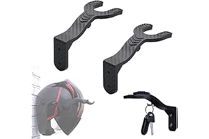 mimzemamz Porta Casco Moto da Parete, 2 Pezzi Portacasco da Parete per Moto, Appendi Casco Moto, Appendere il Casco da Moto e Chiavi alla Parete, Nero