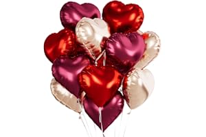 CAPANEUS Herz Folienballons Rot, 18 Zoll Herzluftballons Roségold Weinrot, Herz Luftballon Helium, Herzballons Wein Rot Herzform Folienluftballon, Ballons Hochzeit Romantisch Valentinstag Geburtstagsdeko
