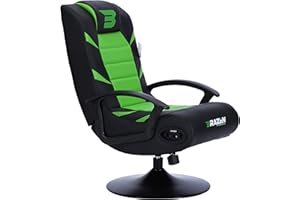 BraZen Pride 2.1 Gaming Chair for Kids with PU Leather Foldable Seat Bluetooth Speaker and Pedestal Base - Green