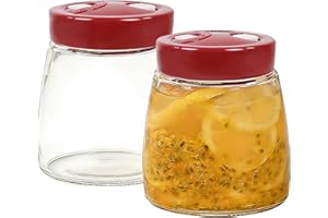 ZoeQide Juego de 2 tarros de fermentación de 1 l con válvula de aire, tarros para kimchi, recipiente de fermentación de chucrut, recipiente de cristal para kombucha y verduras, sin BPA, apto para