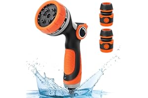 DPROFY Garden Hose Pipe Spray Gun - Upgraded High Pressure Anti-Leaking Hose Gun Set, 8 Adjustable Patterns Garden Hose Nozzle Sprayer with Built-in Lock for Cleaning, Watering, Washing Cars, Bathing Pets