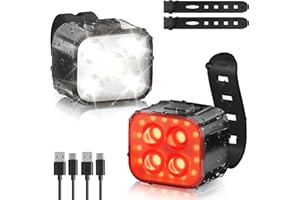 SANARIO 2024 NEW Bike Lights Front and Back Rechargeable, 500LM Super Bright Bicycle Lights with Spot & Flood Beam, 2 x 4 + 2 x 6 Lighting Modes, IP65 Waterproof Bike Light for Cycling Camping Fishing