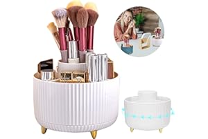 LEONSHCO Make up Organizer: Drehbar 360° Schminktisch Organizer, Große Kapazität Lippenstift Organizer Schminktisch Multifunktionale Skincare Organizer für Raumdekoration, Schlafzimmer, Badezimmer(Weiss)
