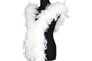 chaojukj 1.8m 90g White Marabou Feather Boa Fancy Dress for Adult Halloween Cosplay Costume Accessory Holiday Decors