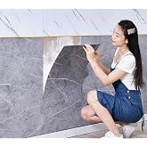 Doori Gri mermer desen yapışkanlı pvc duvar kaplama mutfak banyo sticker 30 * 60cm (6 adet) 1,08mt2