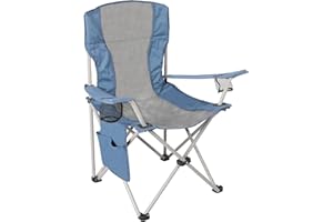 Homecall Camping-Klappstuhl mit Seitentasche - (Grau/Blau)