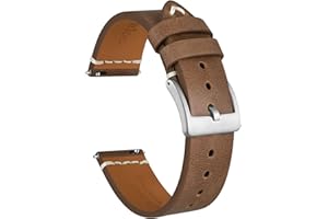 Ayadoo Correas de reloj, Cuero italiano, Bandas de repuesto de liberación rápida para hombres y mujeres, con hebilla de acero inoxidable, Ancho de banda 18 mm 20 mm 22 mm