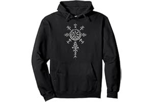 STEPS TO VALHALLA Classic Viking Symbol Compass Vegvisir Nordic Rune Celtic Pullover Hoodie