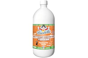 Paulette - Savon Noir Concentré Fleur d'Oranger - Ultra-Dégraissant Ménager aux Cristaux de Soude Multi-Surfaces Ecocert - Fabriqué en France - 1 L