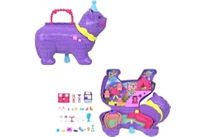 Polly Pocket - Gattino delle Feste, Set pignatta a Tema Festa di Compleanno con Ruota panoramica, Include 2 Mini Bambole, Cuccioli e 23 Accessori a Sorpresa, Giocattolo per Bambini, 4+ Anni, JFT90