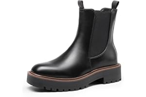 DREAM PAIRS Stivali Chelsea da Donna con Punta Quadrata Moda Tacco Basso Suola Spessa Stivaletti Autunnali