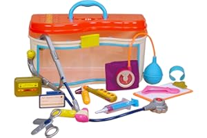 B. B toys – Wee MD Toy Doctor Set – Pretend Play Deluxe Doctor Playset with Lights and Sounds – BPA Free Toy Medical Set for Kids 18 months + (14-Pcs)
