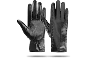 Kordear Women Leather Gloves - Winter Warm Ladies Genuine Leather Mittens Soft Cashmere Lining Full Finger Winter TouchscreenGloves for Women Girls Texting Driving Gifts UK