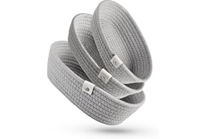 Gem of Oak Aufbewahrungskörbe oval grau für Regale Schränke Schlafzimmer Badezimmer Organisation Schubladenschrank Kommode Kinderzimmer Dekoration Dekokorb, 3er Set