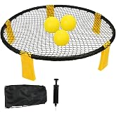 Roundnet Set with Net, 3 Balls, Pump and Carry Bag, Portable Sports Game for Beach, Garden and Park, Outdoor Ball Game for Ad
