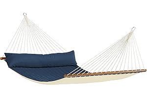 La Siesta® Alabama Navy Blue - Hamac à Barres Kingsize Rembourré, Confort Extra-Large, Fibre Polypropylène Spéciale, Montage Facile PlugTube - Navy Blue