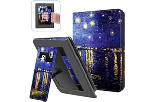 Ayotu Custodia con Supporto per 6" Nuovo Kindle 11ª Generazione 2024/2022 (Modello: RS23CV/C2V2L3), Custodia in Pelle PU con Cinturino da Polso, Una Notte Stellata