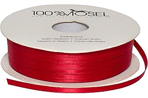 100% Mosel Nastro di Raso, in Rosso (3 mm x 100 m), Nastro da Regalo finitura lucida, Nastro elegante per Decorazioni & Creazioni, per Confezionare Regali speciali, per per Natale & Avvento