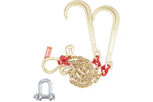 VEVOR Chaîne de Remorquage à Crochets J, Capacité de Charge 4898 kg,​ Chaine Bride V de Remorque G80 avec Crochet de Préhension, 8 mm x 60 cm, pour Dépannage, Transport, Dépanneuse, Camion à Plateau