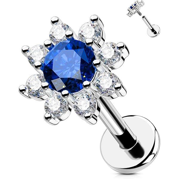 OUFER 16G bloem oorpiercing helix binnendraad 316L chirurgisch staal kraakbeen oorpiercing CZ helix piercing 6 mm conch piercing ring helix oorbellen tragus piercing, 16G6mm, Roestvrij staal, Zirkonia