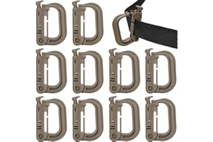 MUCHER Molle Mosquetón multiusos con hebilla de plástico con hebilla en D, gancho táctico para sujetar correas Molle, paquete de 10