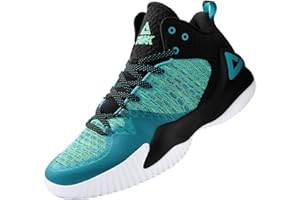 PEAK High Top Mens Basketball Shoes Lou Williams Streetball Master Breathable Non Slip Outdoor Sneakers Cushioning Workout Shoes for Fitness