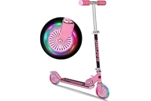 Hikole Monopattino per Bambini con Ruote Illuminate a LED, Monopattino Regolabile in Altezza per Ragazzi e Ragazze, Rottura del Parafango Posteriore | Scooter per Bambini Pieghevole Leggero da 5 Libbre, Capacità di Peso di 110 Libbre